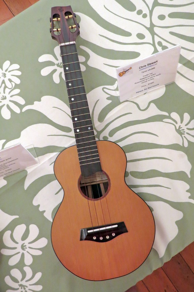 34 - Chris Stewart's tenor ukulele with rosewood sides, rosewood and ebony back and headstock, cedar top. Gotoh tuners