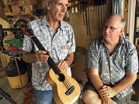 08 - Carlos Newcomb displayed an early tenor ukulele bass built by North Kahala luthier David Gomes